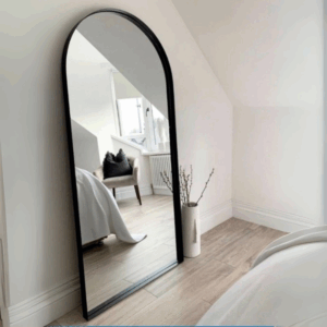 Espejo medio punto con marco de hierro, medidas: 1000 x 600mm