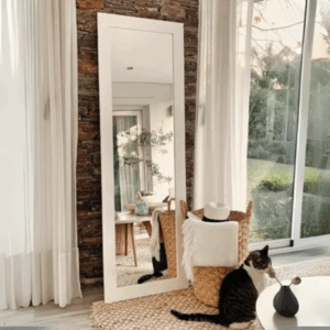 Espejo de pared con marco de madera chato, medidas: 1300 x 460mm