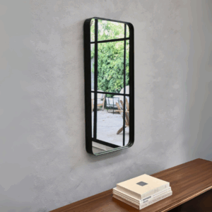 Espejo puntas redodeadas con marco de hierro, medidas: 1000 x 600mm